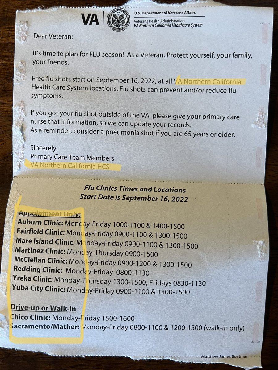 BoatmanNm's tweet photo. The VA in ABQ sent all 3 veterans in my house a Flu Shot reminder card… for clinics in Northern CALIFORNIA!? #Quality #HealthcareFreedom #newmexico #Veterans #nmpol https://t.co/4YgaAGQMAC