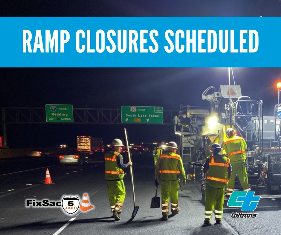FixSac5's tweet photo. Starting 9 p.m. TONIGHT, 10/19, expect multiple connector ramp closures between I-5 and US-50 for vegetation and drainage work. For full ramp closure details, visit https://t.co/4IAKSKUaUL. @CaltransDist3 @CaltransHQ @TotalTrafficSMF @TheCityofSac @DowntownSac https://t.co/4bDCSkDQRd