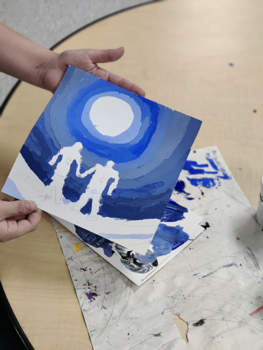 Jones_3D_ART's tweet photo. Super excited about this 4th grade art integrated science lesson. It has been amazing to get to work with Ms. Garcia and Mr. Zelaya! Students are creating monochromatic paintings with a circuit on the back so that their painting lights up. Literally shining bright 🙂🌟#TurnItUp https://t.co/UchRNjoJYp