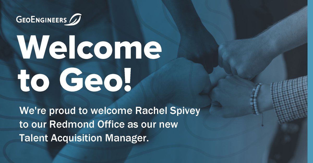 #Welcome to our new Talent Acquisition Manager Rachel Spivey! She'll help us develop long-term strategies for finding, recruiting and keeping the one-of-a-kind people that make GeoEngineers so special.
#WELCOMEWEDNESDAY #hiring #growthmindset #stemcareers