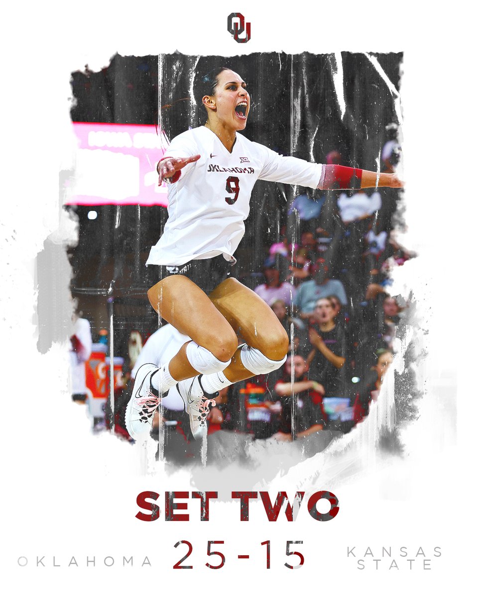OU_Volleyball's tweet photo. How are we feelin' after Set ✌️, Sooner Nation?!

#BoomerSooner https://t.co/uNmDBonED2