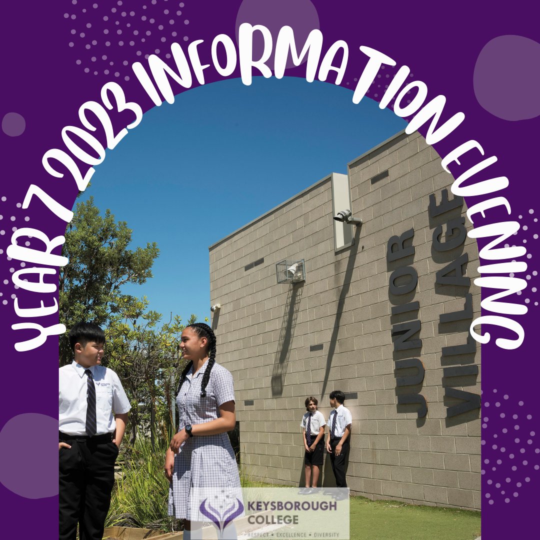 KeysboroughSC's tweet photo. 📢Year 7 2023 Information Evening📢
A gentle reminder for our 2023 Year 7 students and their families. Our information evening will be held next week to support the transitioning of our newest cohort from Primary to Secondary school. https://t.co/BYKqfXaFYz
