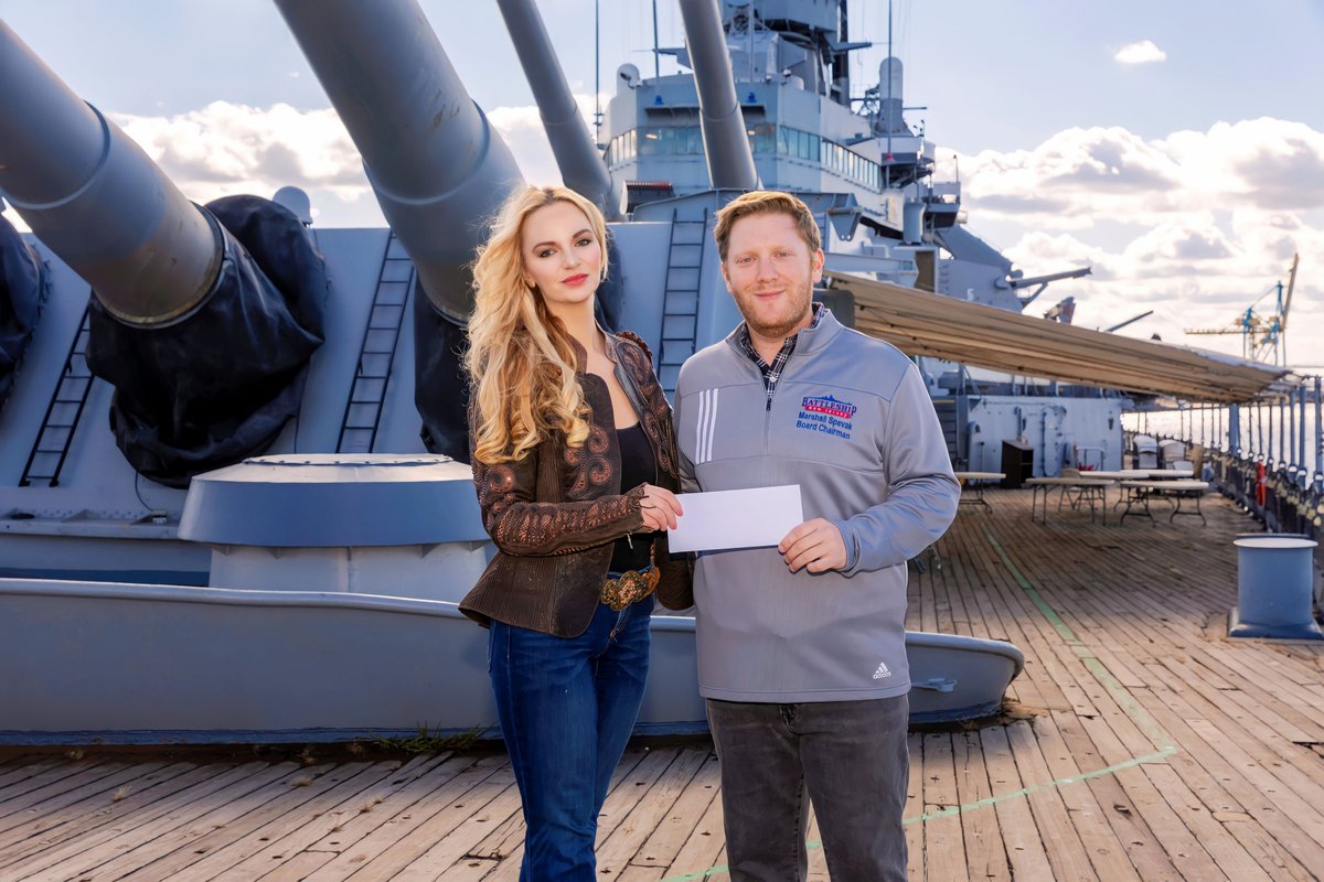 Thank you, <a href="/DoreenTaylor/">Doreen Taylor</a> , whose show on the @battleshipnj raised over $10,000 in September. Doreen presented a check to Battleship Chairman of the Board of Trustees, Marshall Spevak, on the ship today.