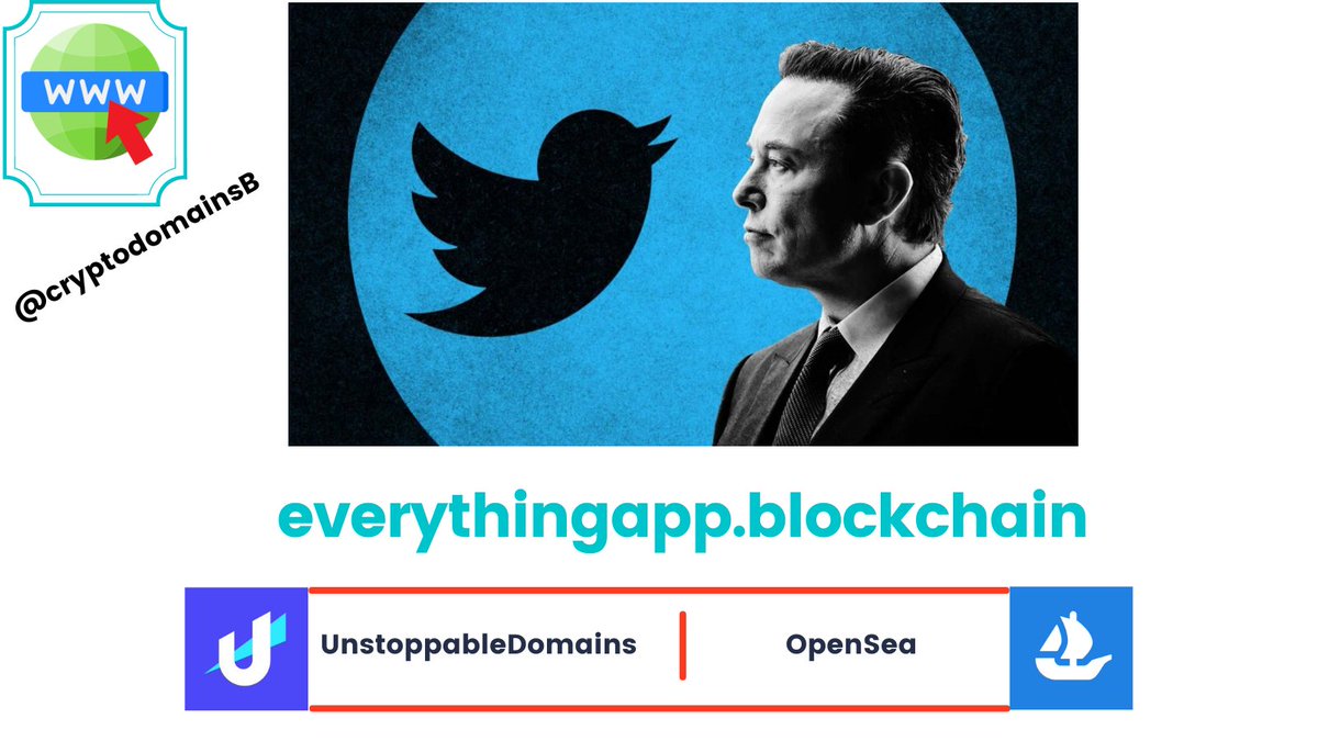 cryptodomainsB's tweet photo. ๐ everythingapp.blockchain ๐ฑ For Sale!
๐งญ OpenSea & Cloudname
๐ https://t.co/JgZDCTxTlR
๐ https://t.co/XVMlyj9WP5
#Bitcoin #Ethereum #web3 #NFT #blockchain #elonmusk #everythingapp #unstoppabledomains #UDfam $ENS #opensea #cloudname https://t.co/NtlYku6ajT