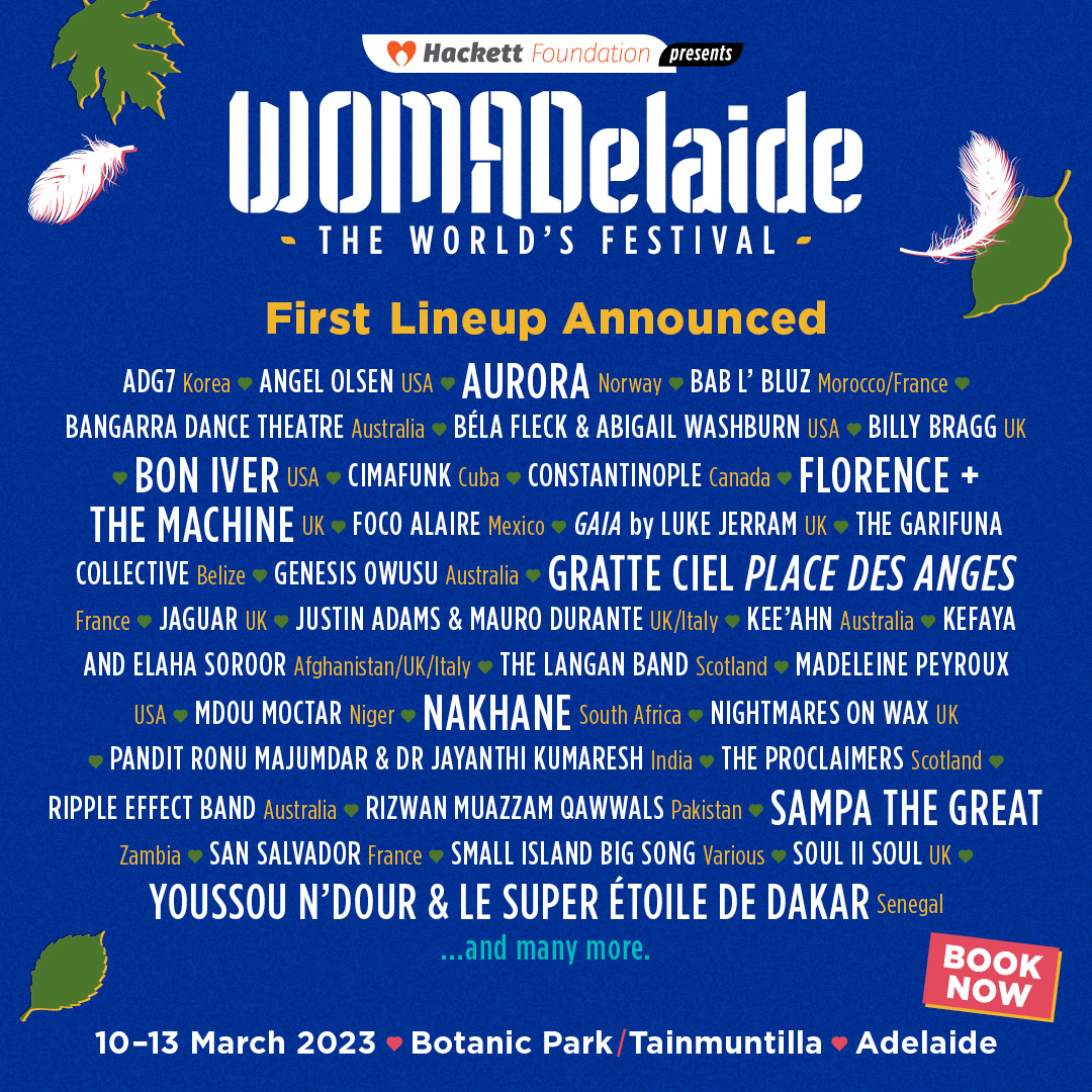 adelaidefest's tweet photo. Exciting news! @WOMADelaide have announced 30 more artists for 2023 🦁❤️ Find out more: https://t.co/Tc0IKMzsBB 
#womadelaide #adlfest #adelaidefestival #af23 https://t.co/rMa5dHoRjd