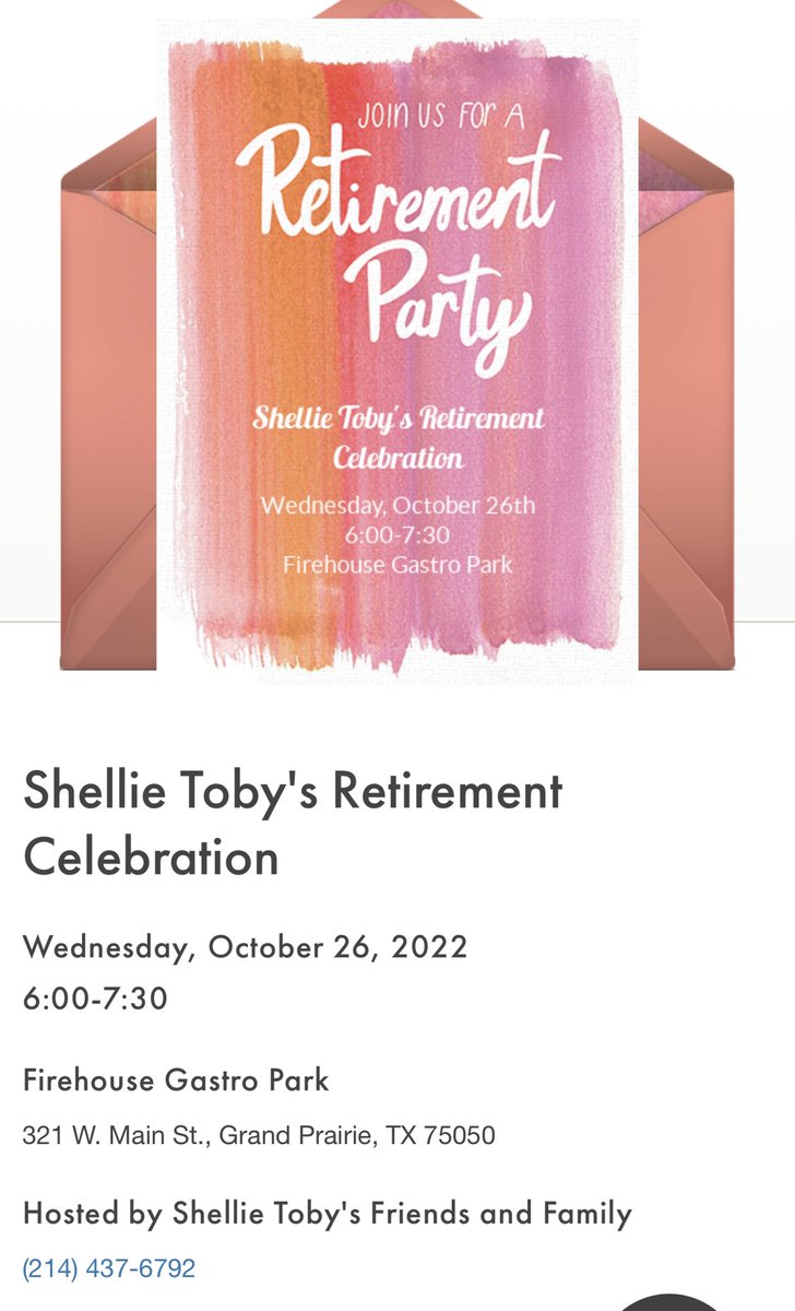 aggieshell92's tweet photo. Well after 30 years I am retiring from Education. I want to invite anyone that is available to come and celebrate. Would love to see all that have been in my education career. ❤️❤️ https://t.co/g8urNlODXu