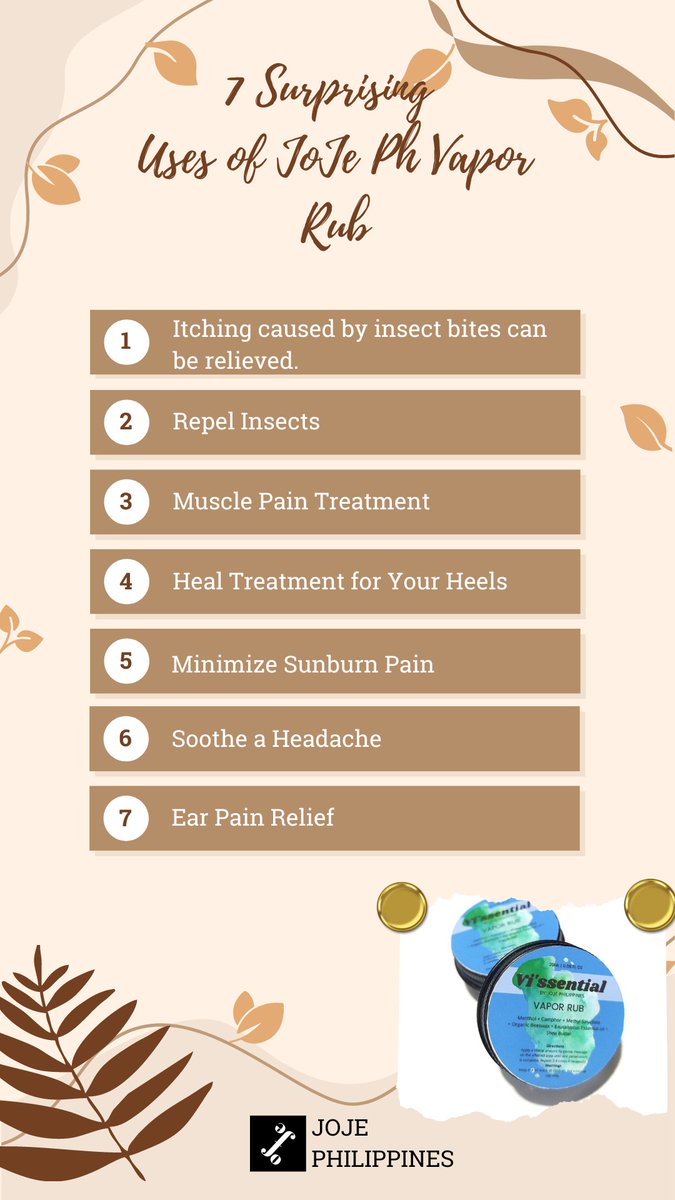 jojephilippines's tweet image. Thursday tips for you, folks! Here are the 7 surprising uses of Vi&apos;ssential Vapor Rub you would gladly want to know! Add to cart now from JoJe Philippines.

#TipsandTricksThursday