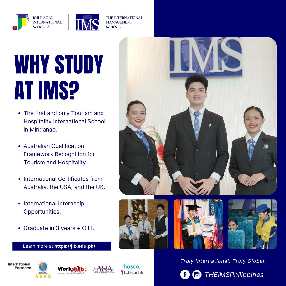 theimsph's tweet photo. T.H.E IMS is the first and only tourism and hospitality school in Mindanao with Australian Qualification Framework Recognition.

Check more 👉https://t.co/E83LEP4MDK
#ProudlyIMS #OneJIB #trulyinternationaltrulyglobal #TourismSchool #HospitalitySchool #CulinarySchool https://t.co/0v8SfaaPWd