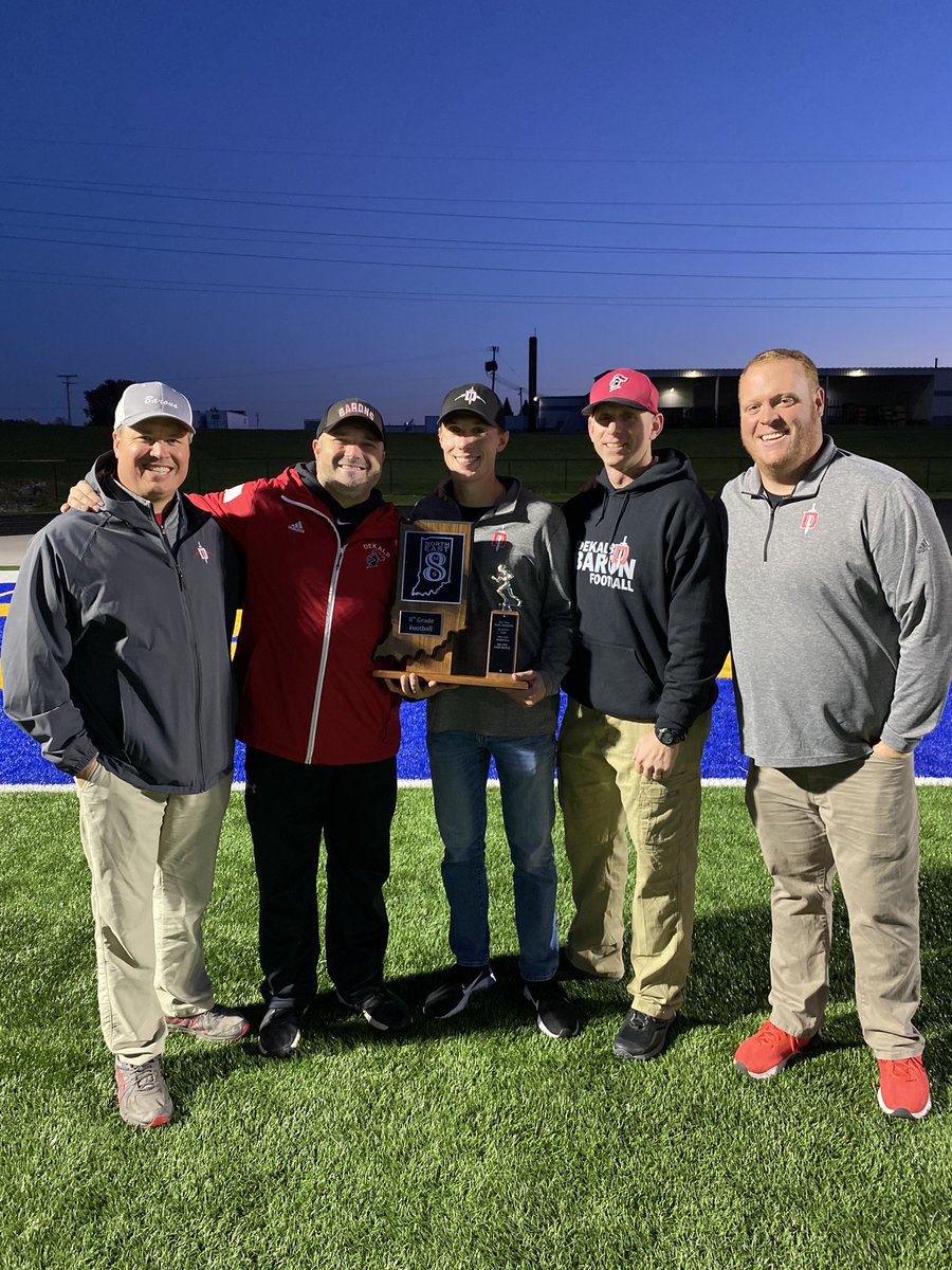 DMSFball's tweet photo. The 8th grade Team won the NE8MS Championship against an undefeated East Noble team.  This team kept battling &amp; played for each other. I’d go to war with these guys any day of the week. #StayHungry #BrightFuture https://t.co/KcVmkaGnOg