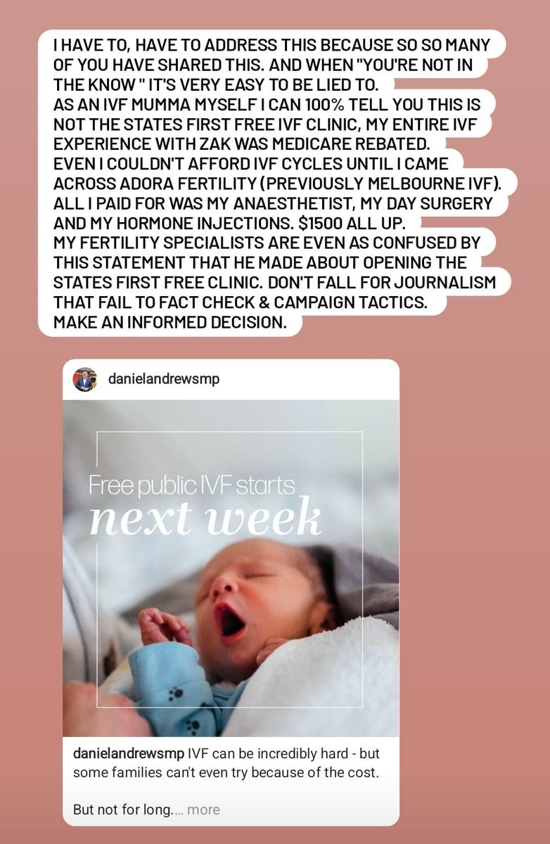 Voice4Victoria's tweet photo. Seems @DanielAndrewsMP deliberately lied about opening the first free IVF clinic. Classy. https://t.co/ioqXjQuPuW