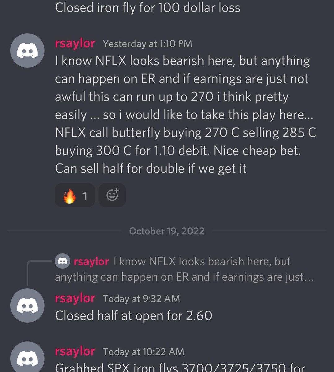 PrecisionO_F's tweet photo. $NFLX ER trade $110 dollars into $400+ today. Plays like this are great because they literally only take 5 minutes of your time. Butterfly spreads are cheap bets with a great risk to reward setup for speculating earnings moves. #Optionselling  #TradingSignals #discord #Robinhood https://t.co/ZkIybTVKgp