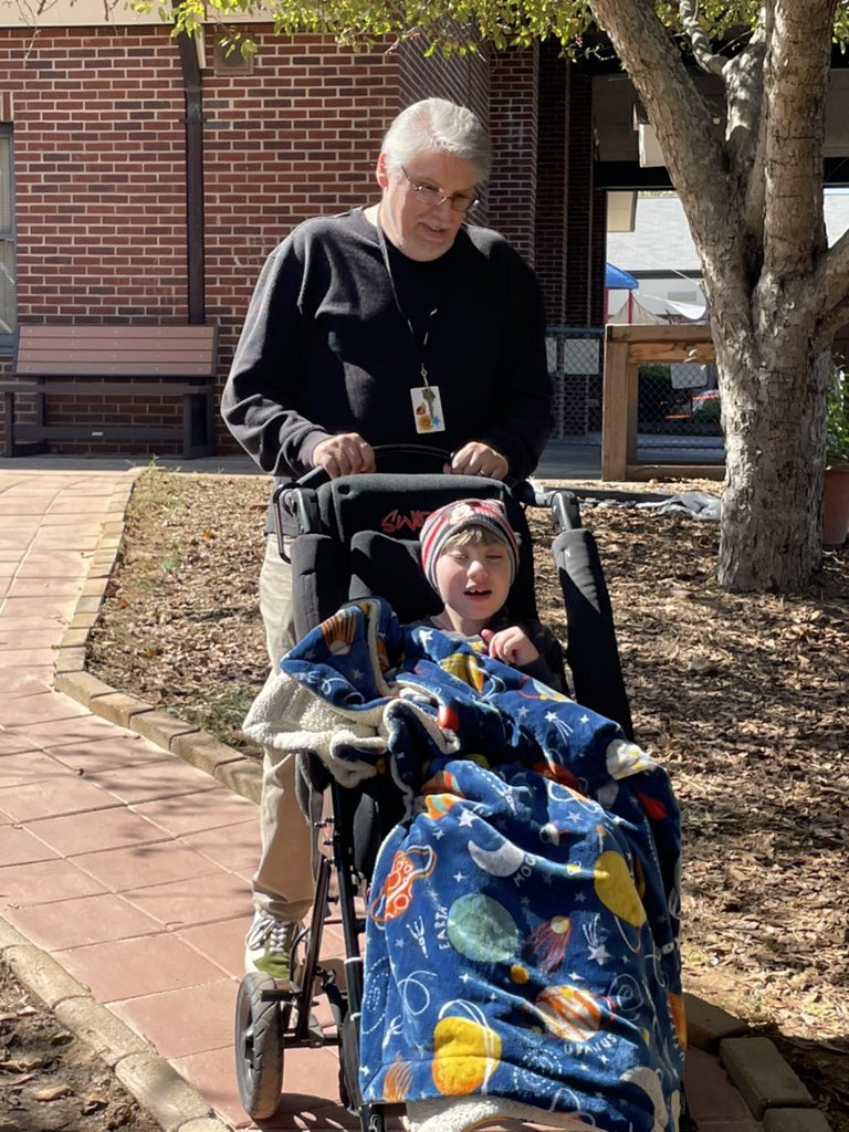 Patton High School CTE Construction Class and Tony Rudisill have installed our wheelchair accessible path.  Cooper and Sam took the first ride and loved it.   We are so grateful!!!  We are All IN!!!