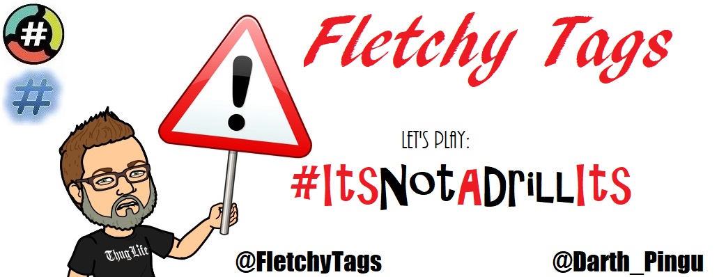 FletchyTags's tweet photo. Thanks for playing @FletchyTags w/@Darth_Pingu - till next time, stay safe/wear a mask/get boosted!

#ItsNotADrillIts @HashtagsAGoGo coming up at 2pm ET/11am PT w/@iamdanlevey so please stick around! Part of @HashtagRoundup powered by @TheHashtagGame https://t.co/bA4hRZ1vb9