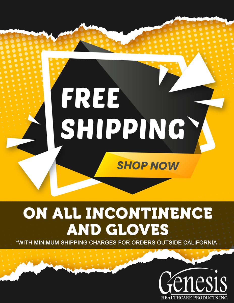 Genesishcp_'s tweet photo. Free Shipping on all Incontinence and Gloves!!!

*with minimum shipping charges for orders outside California

Just visit our website, shop now! https://t.co/1Nt3YTIdpl https://t.co/YV6ir2Jy3b