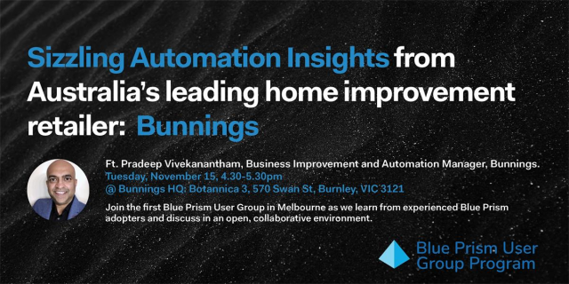 TanEdina's tweet photo. Inaugural SS&amp;C Blue Prism Melbourne User Group - Sizzling Automation Insights from Bunnings https://t.co/NiSsqNKhp4 https://t.co/QRERsYeHJk