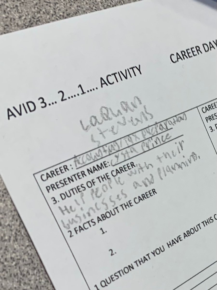 Awesome Career Day @DMSMedia411, complete w AVID 3..2..1.. to support student engagement!! @tiffanydawn11 thanks a bunch for organizing this phenomenal event!!! @AVID4College @AvidSoutheast @HLFindeisen