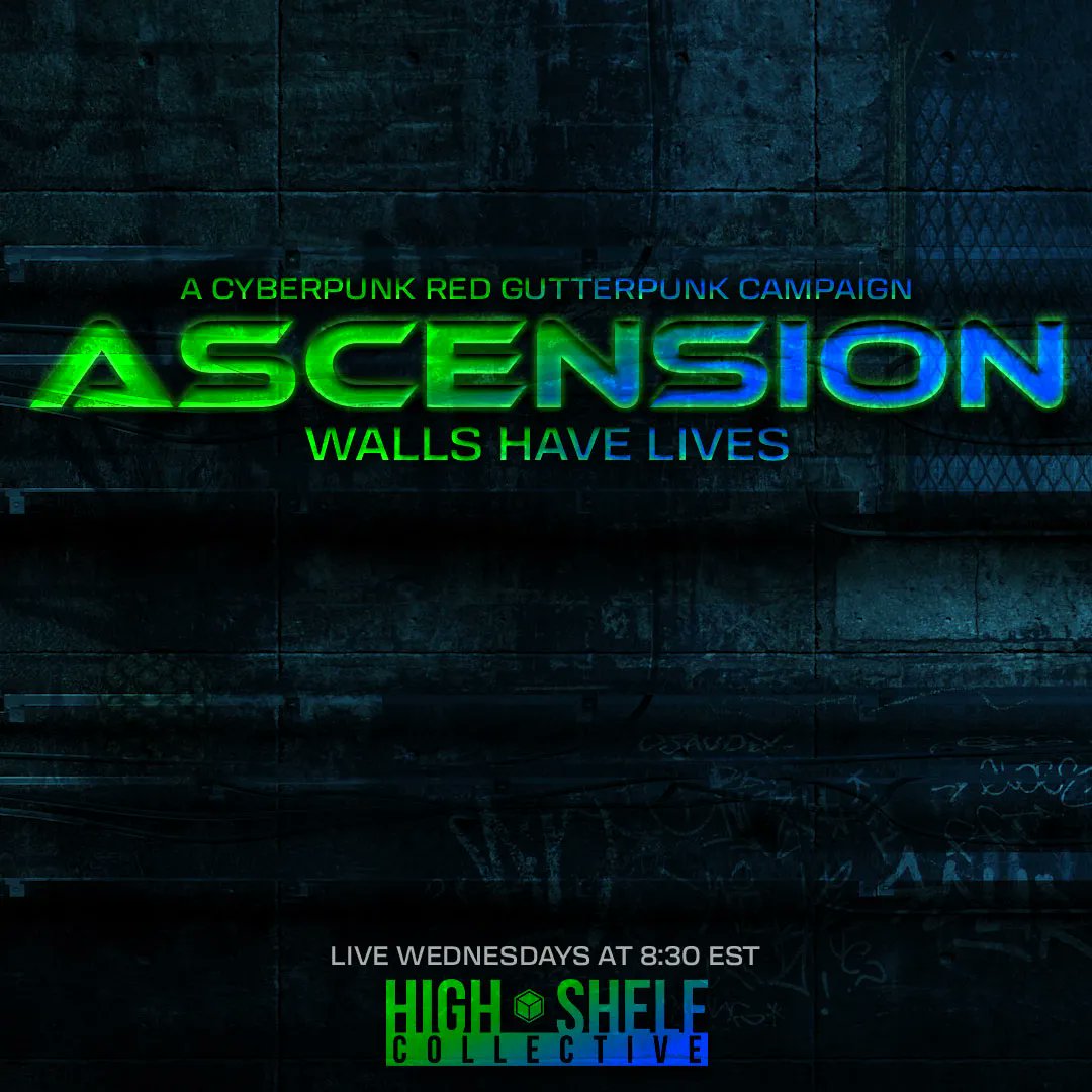 🔴 LIVE || Join us NOW for EP 1 of #Ascension, a #CyberpunkRED series ran by <a href="/HighShelfDavid/">HSC David</a>! The "Arcology Anthology" starts here . . . #gutterpunk #ttrpg

Ft. <a href="/PaulMarchant6/">Paul Marchant</a> <a href="/popsicle_mike/">ash “paul blart ball slop”</a> @looney_shaz @NerdonWheels15 <a href="/wylding_/">Cassa🐉 • in the Wyldlands</a> <a href="/_potaytayto_/">Taylor 💗💜💙</a>

#Twitch: buff.ly/3c1Sgfu