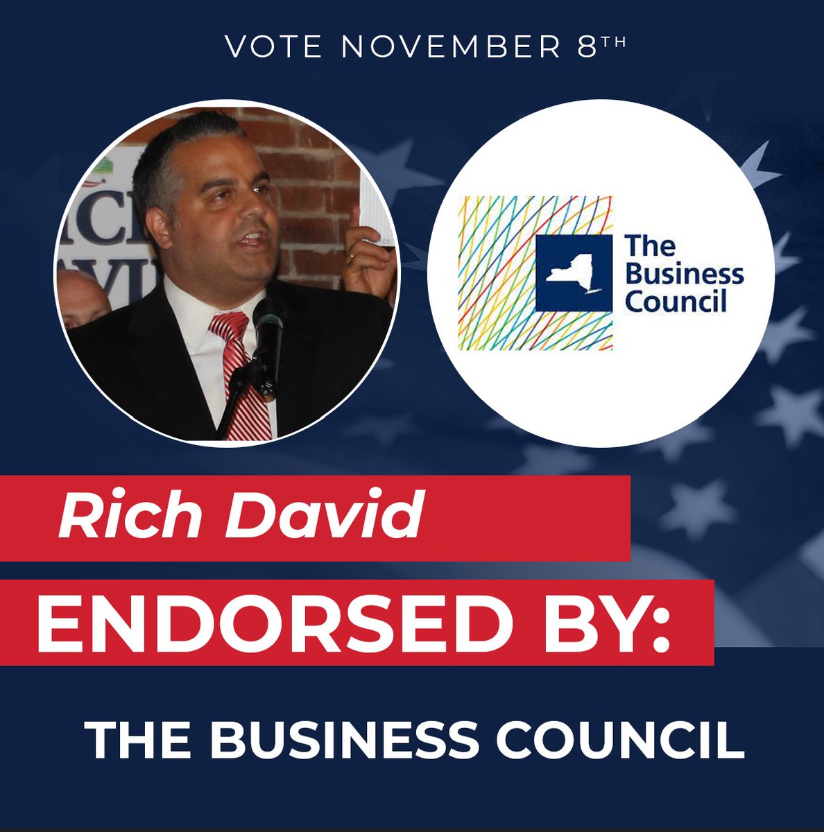 RDavidforSenate's tweet photo. I'm honored to receive The Business Council of NYS's (@BusinessNYS) endorsement for State Senate. As a small business owner, I know how expensive and difficult it can be to operate a business in New York. I pledge to be a loud voice in Albany for opportunity and affordability. https://t.co/Oew25z7OOz