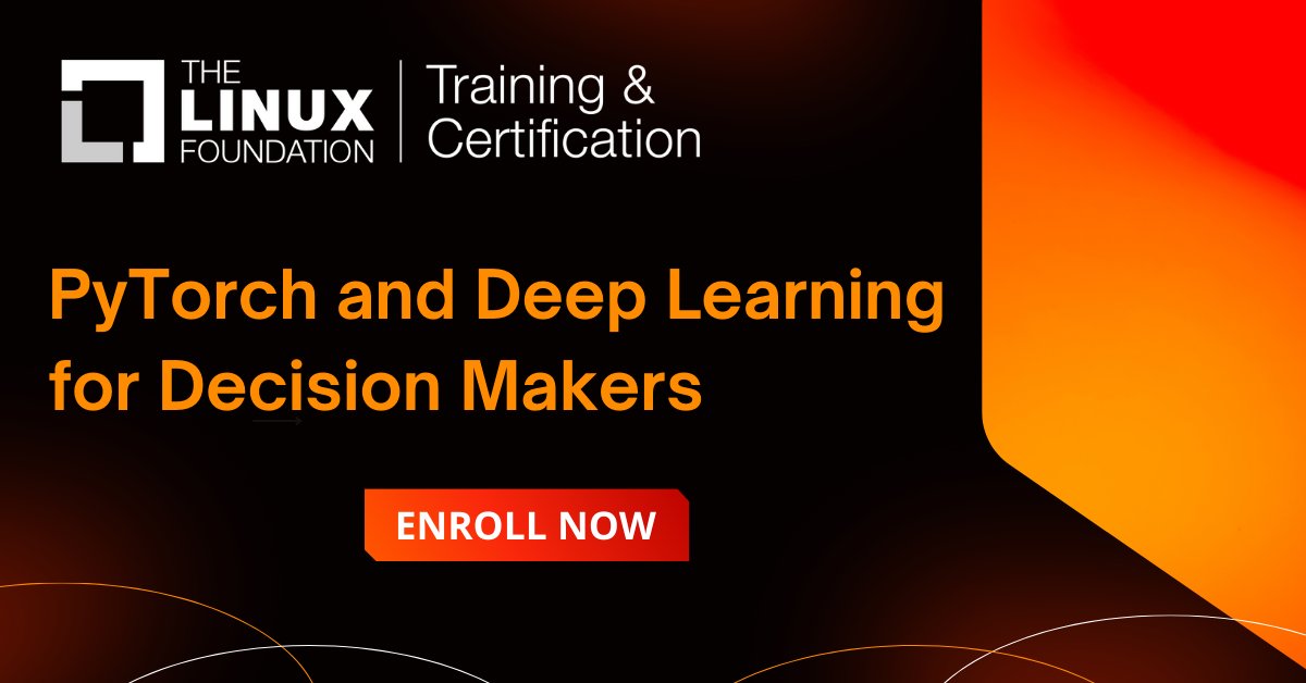 There's been a lot of buzz around #PyTorch in the past month. Not sure if it's right for your business? Check out our free course 'PyTorch and Deep Learning for Decision Makers' - available now at @LF_Training: hubs.la/Q01nRSpG0 #LearnLinux #PyTorch #Python #Programming