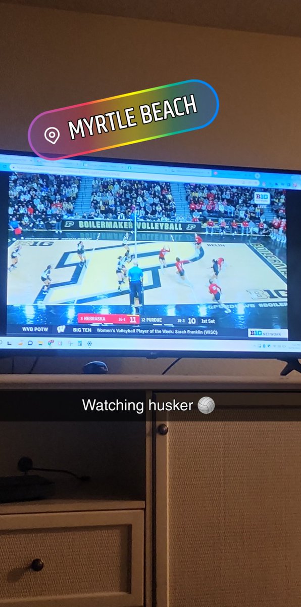 amccarter76's tweet photo. Watching our Husker Ladies from Myrtle Beach, SC
#B1GBlockParty 
@Huskervball https://t.co/6mmMQYyCen