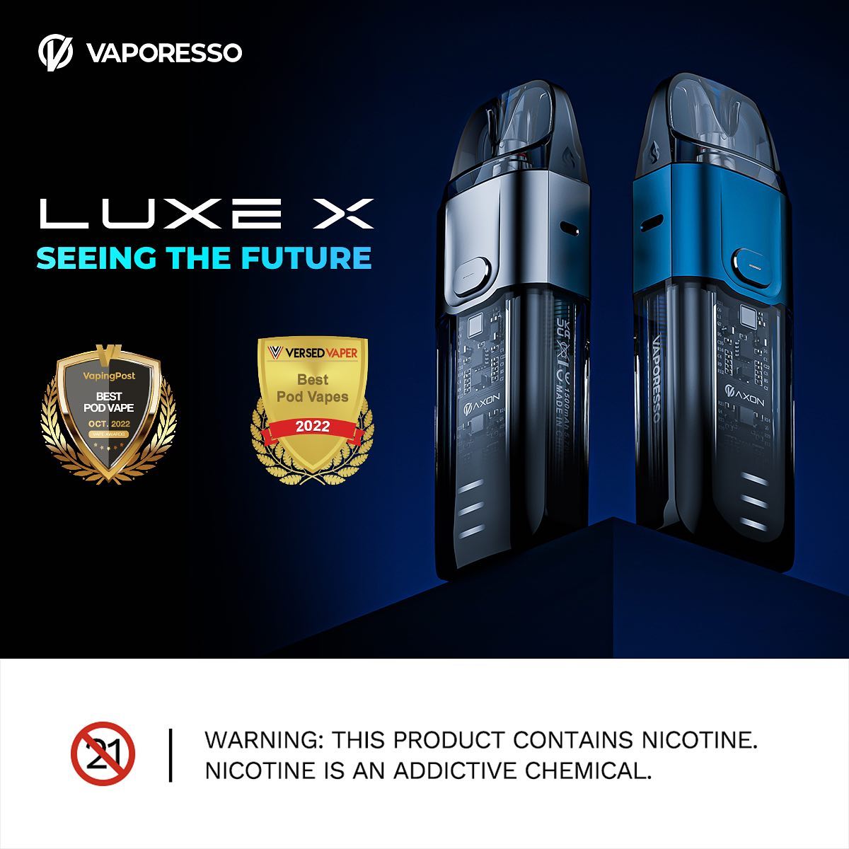 StoreVaporesso's tweet photo. Rewarded by VAPING POST and VERSED VAPER for the Pod Vape of 2022, VAPORESSO LUXE X brings vapers a new level of vaping experience by easily switching between DTL and MTL.

#vape #vaporesso #vapeon #vapelife #vapecommunity #vaping #vapingpost #versedvaper #pod #luxe #design https://t.co/qgV7pGH8VK