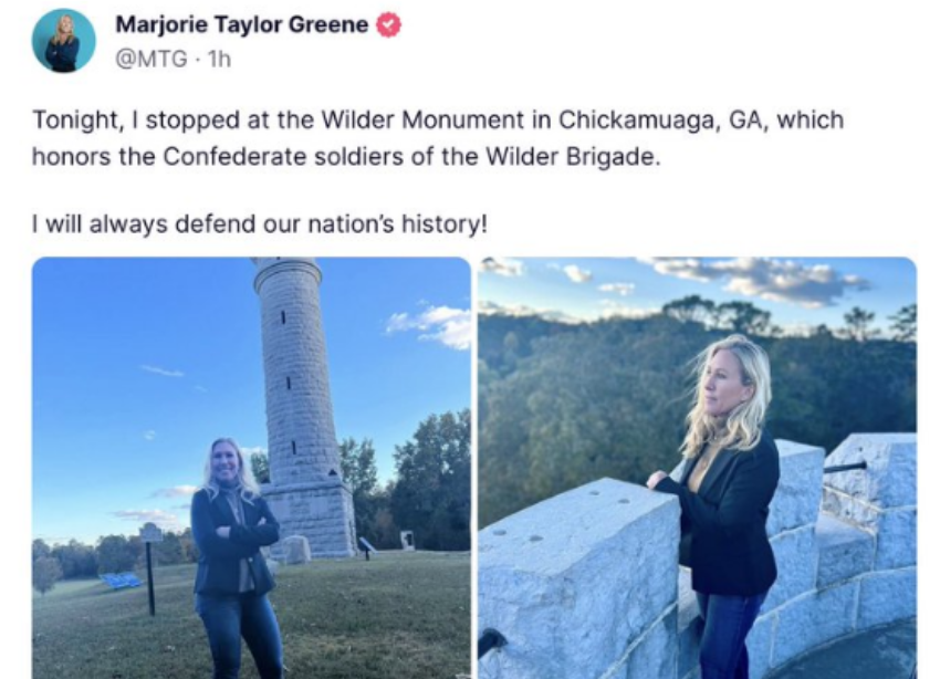 Katahdin5270's tweet photo. #MarjorieTaylorGreene didn't read the plaque.
The Wilder Brigade was UNION not Confederate.
#SheSoStupid #CivilWar #DumbestHumanEver
#Chickamuaga #Georgia #FireThisFool https://t.co/ed3ewaDdlJ