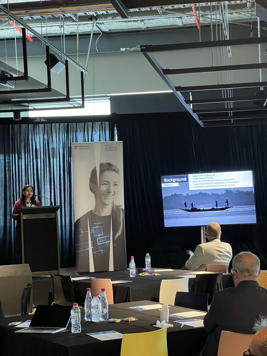 MonashInfotech's tweet photo. Our next speaker is Dr Tanjila Kanij from @HumaniseL as well! She is speaking about #PROTIC II and developing #software for diverse socio-economic end users.
@monashdigital https://t.co/e4Grqwplcp
