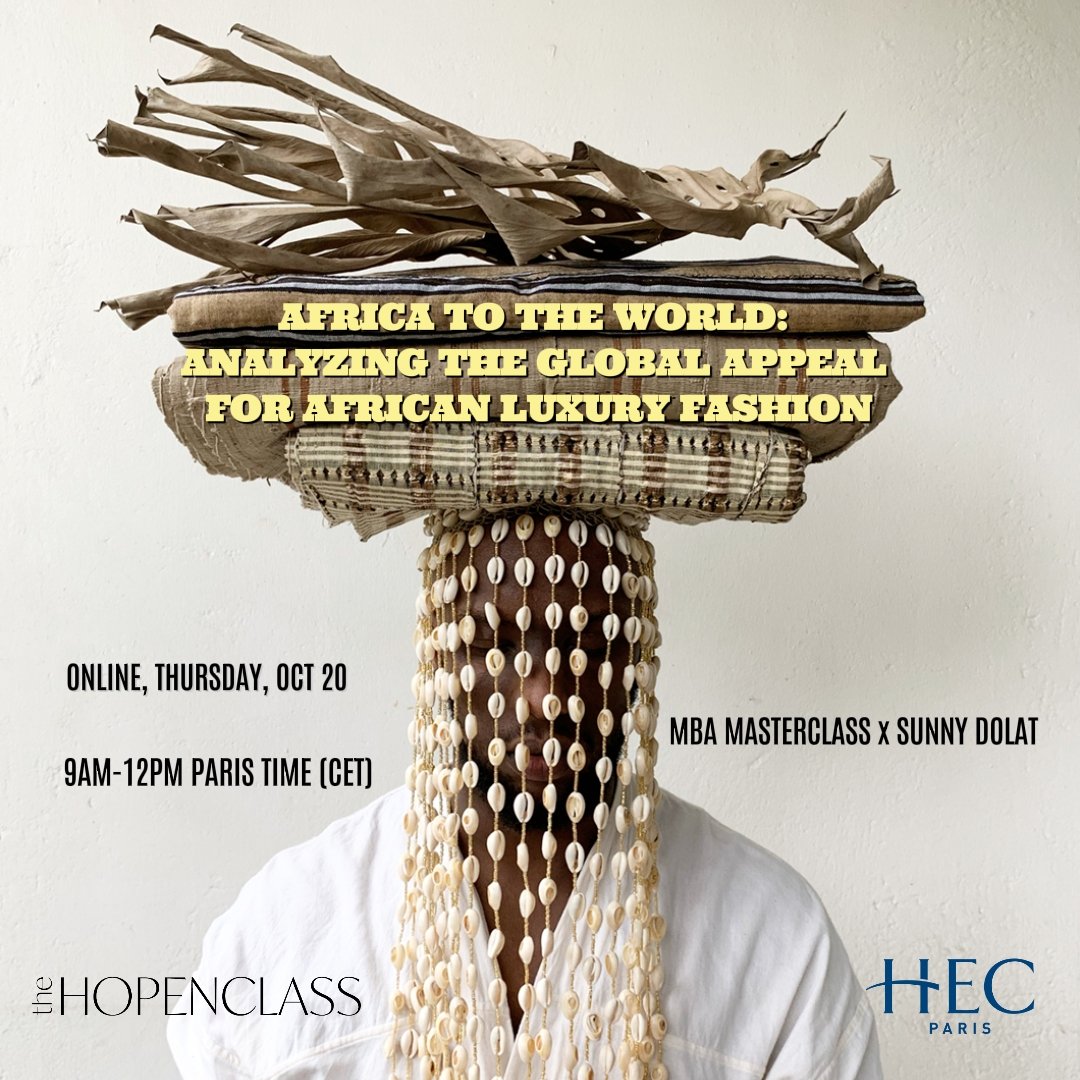 thehopenclass's tweet photo. Join us in (un)learning all things #luxury with multidisciplinary artist @dolatsunny, one of the curatorial forces behind the current #AfricaFashion exhibition at the London V&amp;A museum!  This Thursday, Oct 20 at 9A.M Paris time (CET). 
https://t.co/u21ciDC8YH #sustainablefashion https://t.co/JYDBI1Aaup