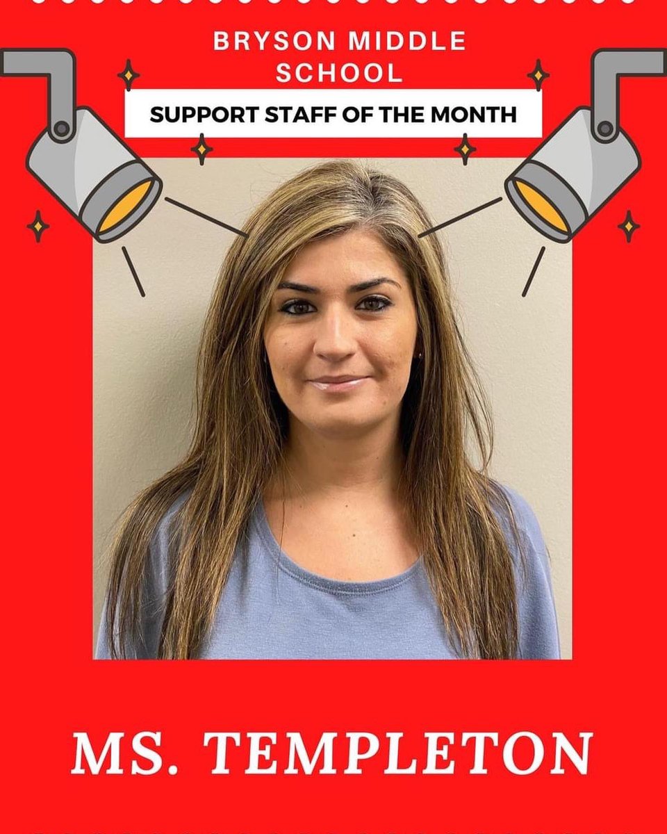 Bryson_MS's tweet photo. Congratulations to our Teacher of the Month, Ms. Poole and our Staff Member of the Month, Ms. Templeton. https://t.co/XR78UpyKGi