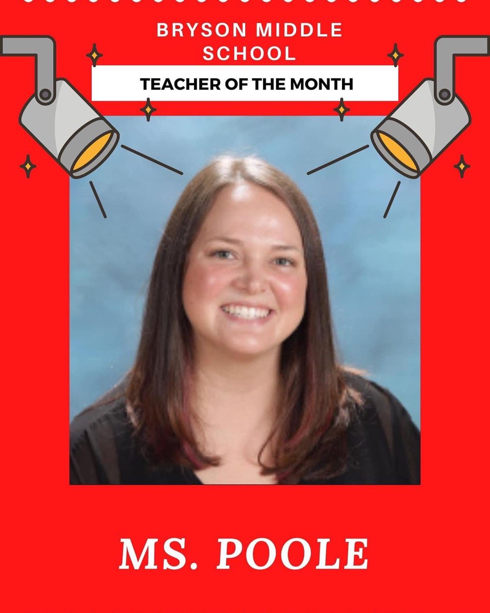 Bryson_MS's tweet photo. Congratulations to our Teacher of the Month, Ms. Poole and our Staff Member of the Month, Ms. Templeton. https://t.co/XR78UpyKGi