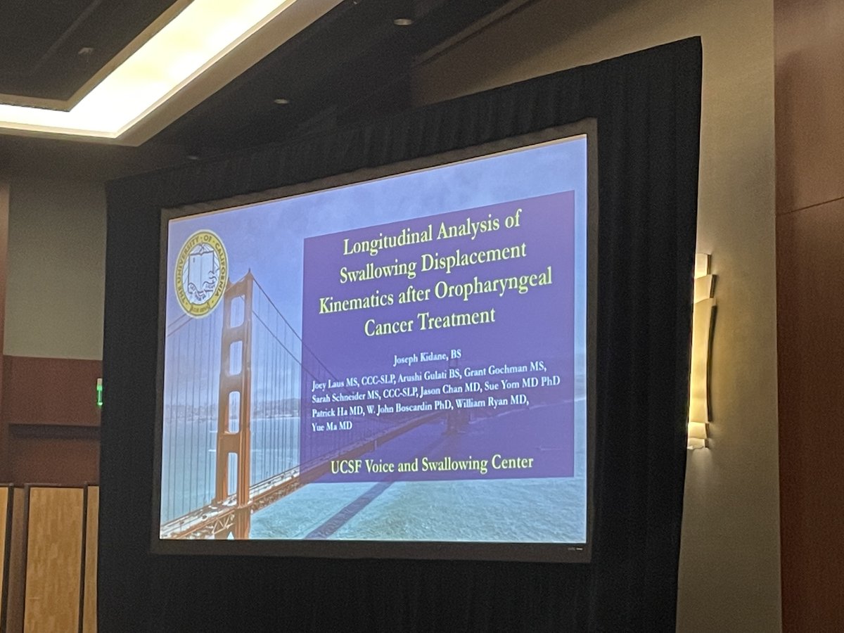 kidanemd's tweet photo. Delighted to share our work examining the evolution of swallowing kinematics after oropharyngeal cancer treatment. Thank you to @TheFallVoice committee for having me! @UCSF_OHNS  #UCSFVoiceandSwallowingCenter https://t.co/HU3SdV0fdQ