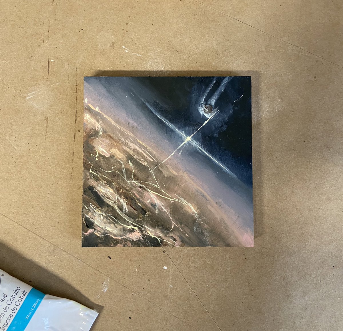 the_paper_cut's tweet photo. “Exogenesis”
Oil on linen on wood
4 sq. Inches
2022
#art #oilpainting #painting #spaceart #cosmicart #tinyart #illustration #earlyearth https://t.co/csLpMLfjDM