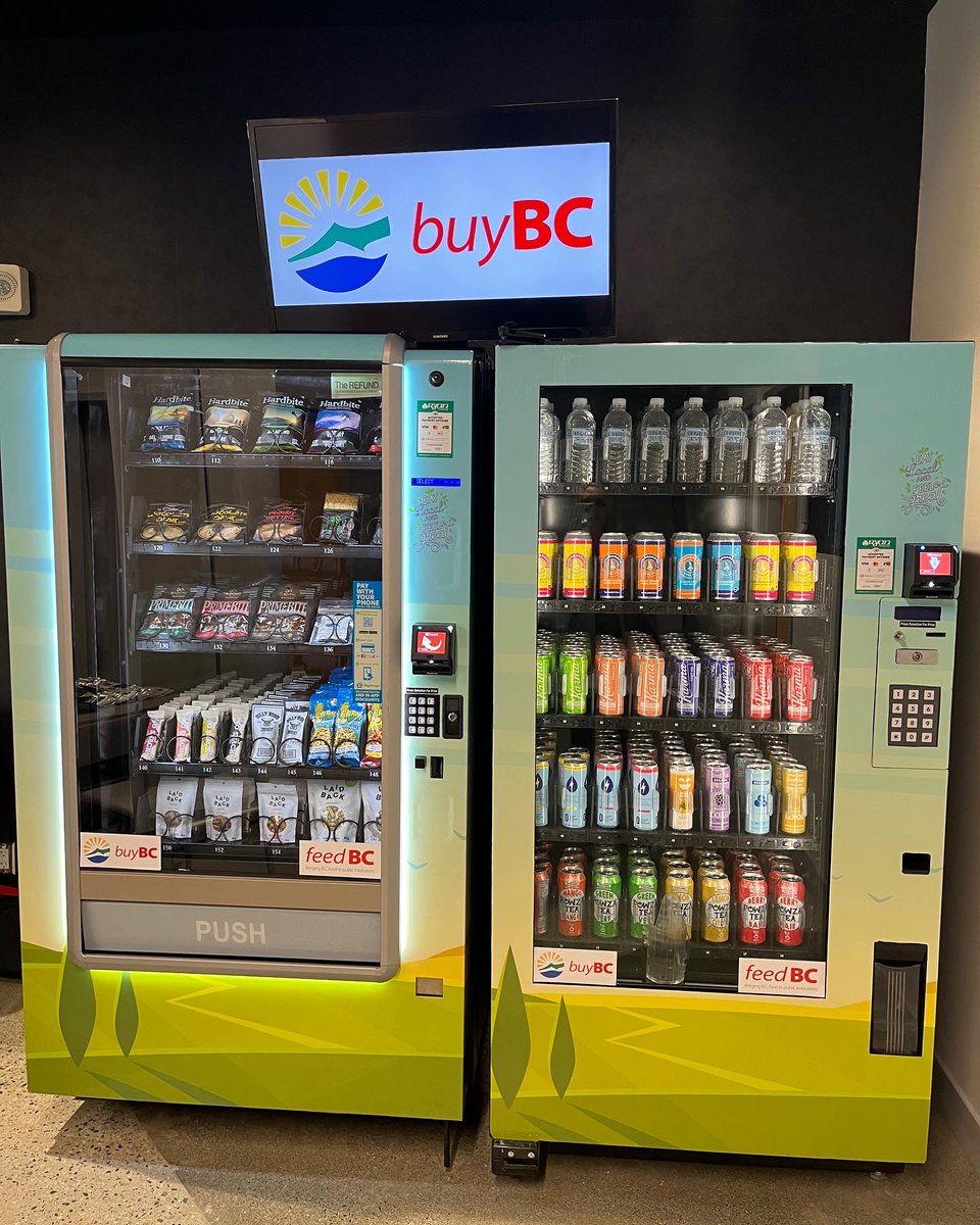 EatDrinkBuyBC's tweet photo. We are very excited for the partnership between Feed BC, BCNET, and Ryan Company vending machines, featuring 100% local BC products in post-secondary institutions across the province! 👏
#BuyBC #FeedBC #SupportLocal https://t.co/aP4BbiVt7Y