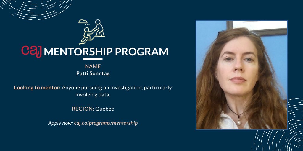 Patti Sonntag's investigations have won more than two dozen honours and held the powerful to account. She's a former NYT staffer, founded the @CU_IIJ, and will help you carve out your career path. Apply to work with @PattiSonntag by Nov. 1: caj.ca/programs/mento…