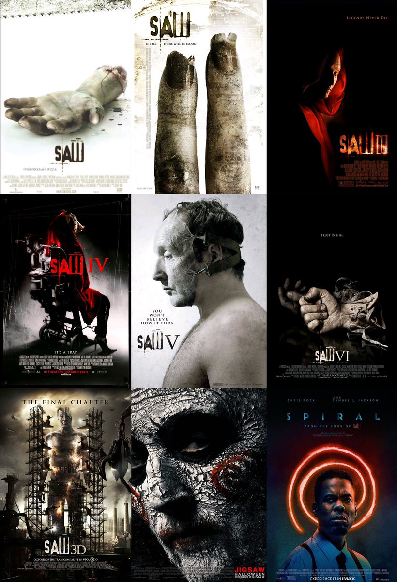 unite_and_fight's tweet photo. Ah, my annual @Saw-athon...Always a major highlight of my Halloween season.
🎃😎👍🏻
#Saw #SawII #SawIII #SawIV #SawV #SawVI #Saw3D #SawTheFinalChapter #Jigsaw #Spiral #SpiralFromTheBookOfSaw #TobinBell #ShawneeSmith #CostasMandylor #JamesWan #HorrorMovies #Posters #Marathon https://t.co/TdTOdEAZoe