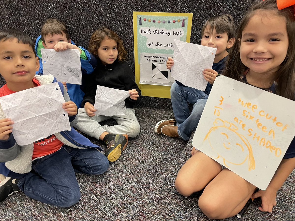 claudiaLzn's tweet photo. So much MATH in one thinking task! This amazing 1st grader took it to another level by making all the connections needed to answer the problem and then make a multiplication discovery… 4 squares x  4 little triangles=16. @TISDRES #GT #Enrichment #LearningJoy @zearned @TXGifted https://t.co/8mus5RvaiK
