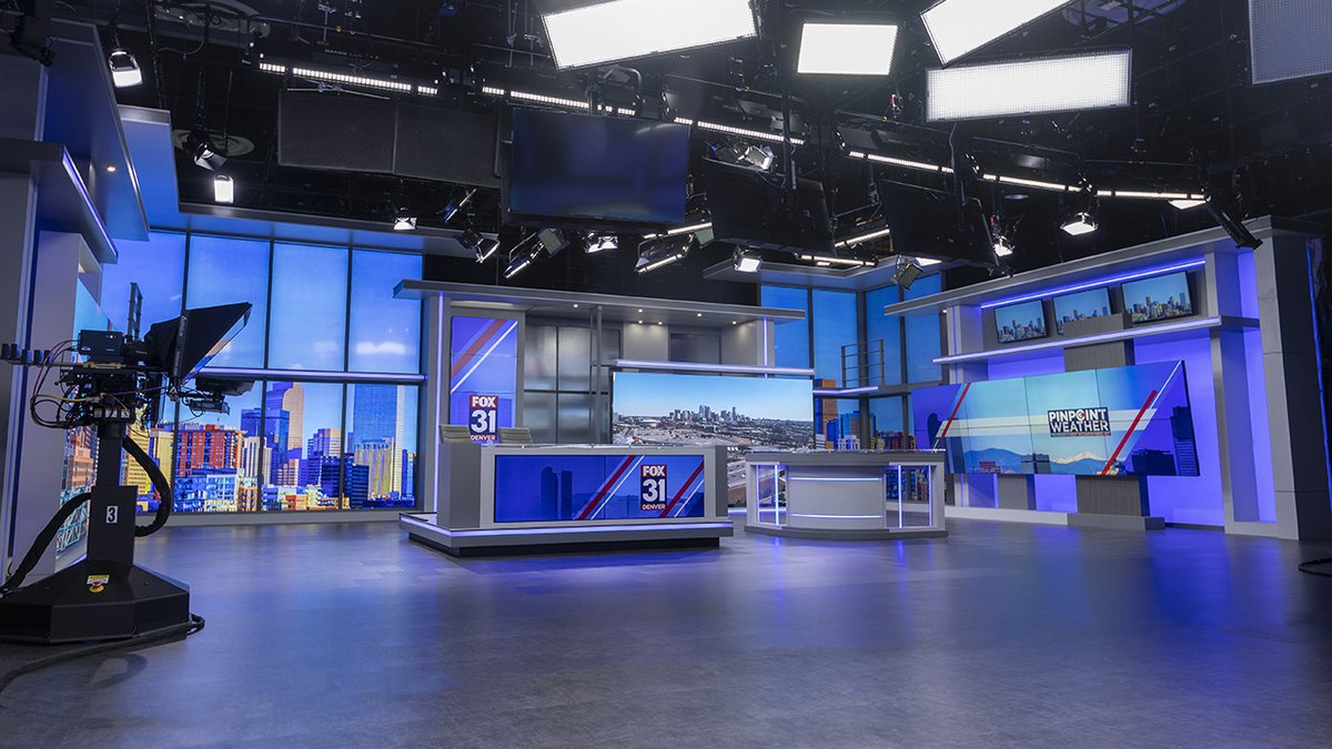 KDVR's tweet photo. Check out the new home for FOX31 newscasts. You can see our new set for the first time tonight on FOX31 News at 9:00.
➡️ Watch a behind-the-scenes tour from @JeremyHubbard and @DaveFraserWX: https://t.co/HKVoN0Zhqt https://t.co/8zB6GUorTt