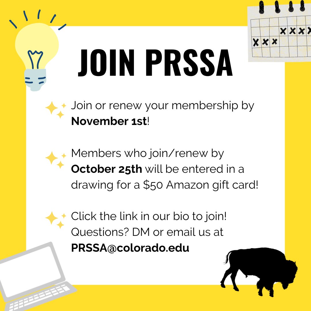 boulderPRSSA's tweet photo. PRSSA deadline is right around the corner! Don't miss out on this amazing opportunity and join or renew today.

#prssa #boulderprssa #cmci #cuboulder #prsa #join https://t.co/tN4OcI0aus