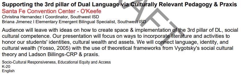 On November 5, 2022 from 10:50 am-12:15pm myself and Briana Jimenez will be presenting at La Cosecha Dual Language Conference. If you are visiting the conference in person, come by and join our session.
