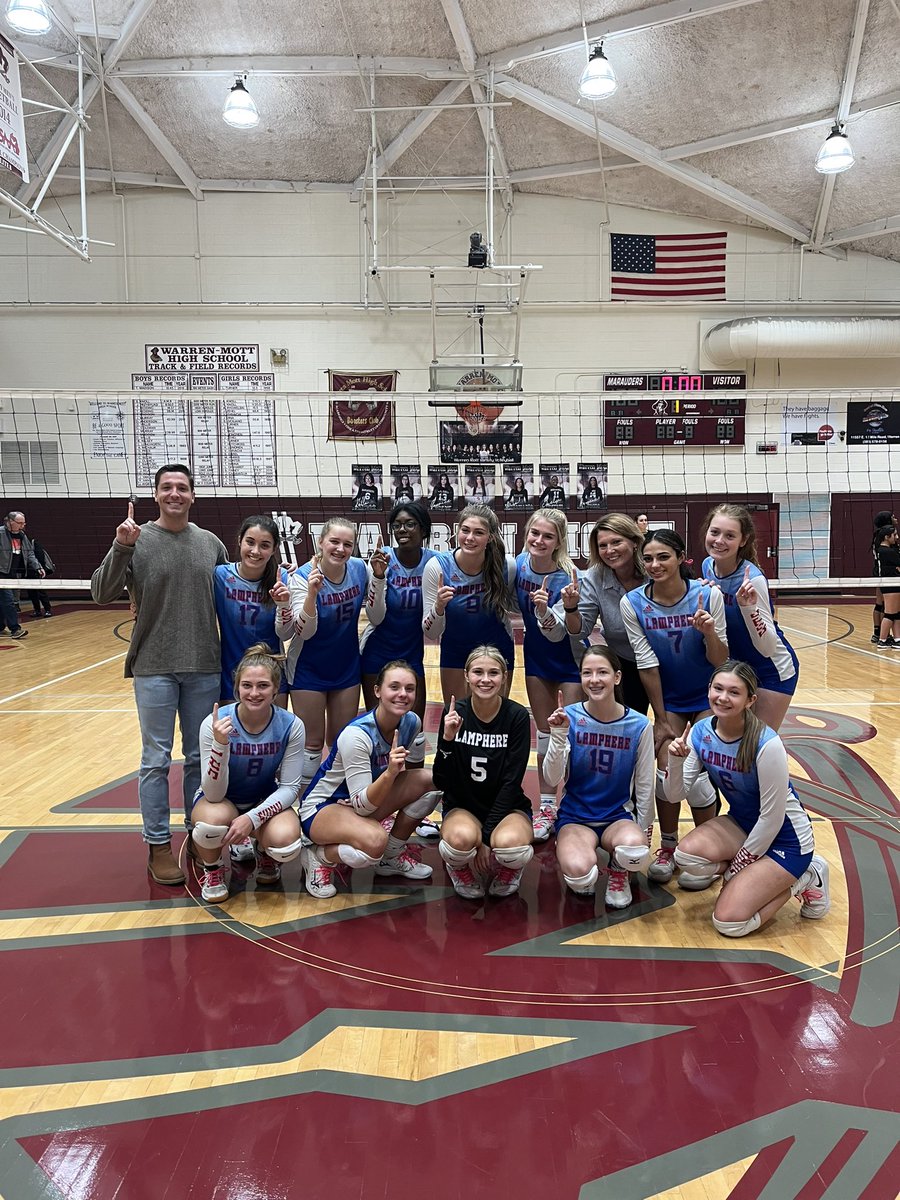 Lamphere volleyball cliches league with a 25-8,25-15,25-16 win over Warren Mott. Leading the rams was Hall with 9 kills and 3 blocks, Terry with 8 kills and 5 blocks. Malak had 21 service points and Stinson had 16.  @WeAreLamphere @LamphereRams_AD <a href="/LamphereSchools/">Lamphere Schools</a>