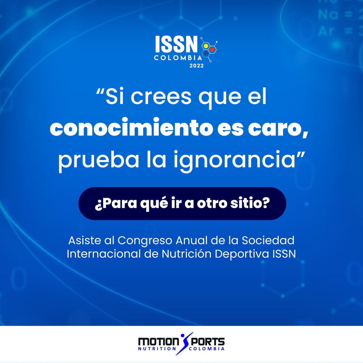 motioncolombia's tweet photo. El Congreso de la lSSN, reúne a profesionales que tienen como objetivo, transmitir la mejor experiencia académica en #Nutrición Deportiva.⁣ Te aportará nuevos conocimientos teóricos y prácticos importantes para la  práctica diaria de la consulta y atención nutricional. https://t.co/pP22Wfkxe5