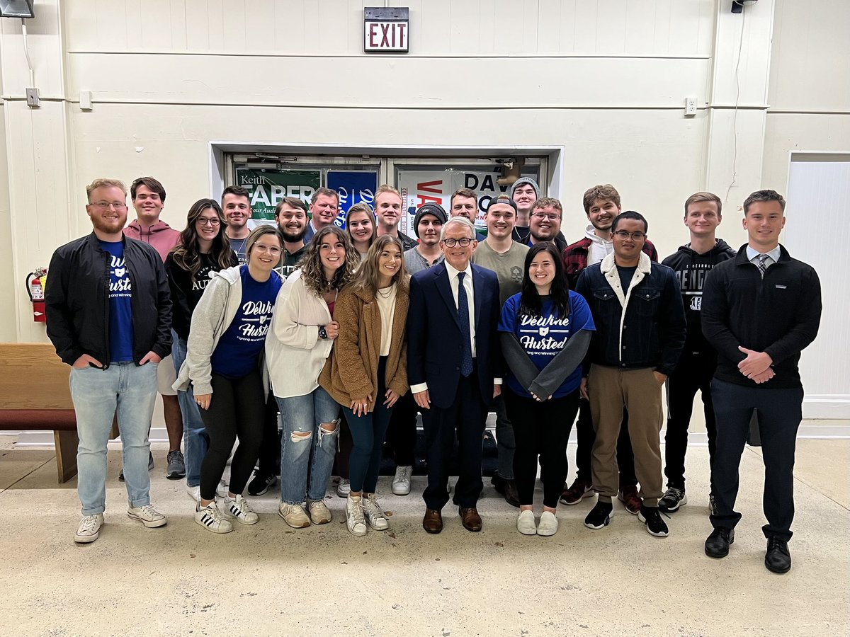 JConnOhio's tweet photo. The Ohio University College Republicans (@OUCRs) have made 113,526 calls for Gov. @MikeDeWine and Lt. Gov. @JonHusted — and they aren’t slowing down until polls close on November 8! #WinningForOhio #LeadRight #OUohyeah https://t.co/oP6LdbuZTQ