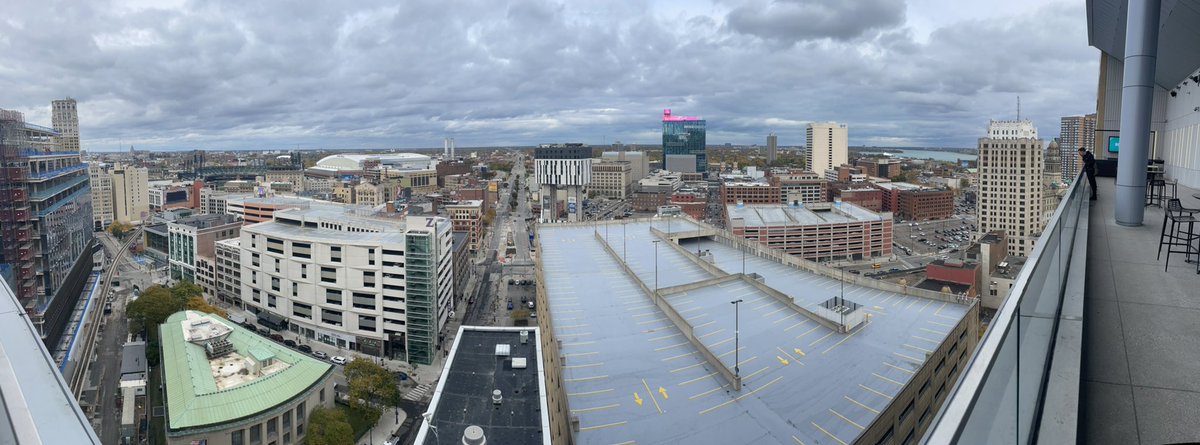 AnnaBritnell's tweet photo. Detroit rooftop for #ISMSday with our team. A game changing PD hosted by the family companies of @cavsdan! #SASCompass @EducateSaline https://t.co/59dpIVv4k5