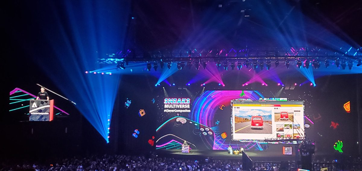 jdshindler's tweet photo. #CleverComposites -- maybe I'm not really at MAX, the AI just convincingly simulated me. #AdobeMAX2022 #adobemaxsneaks https://t.co/IIn2OYFmuG