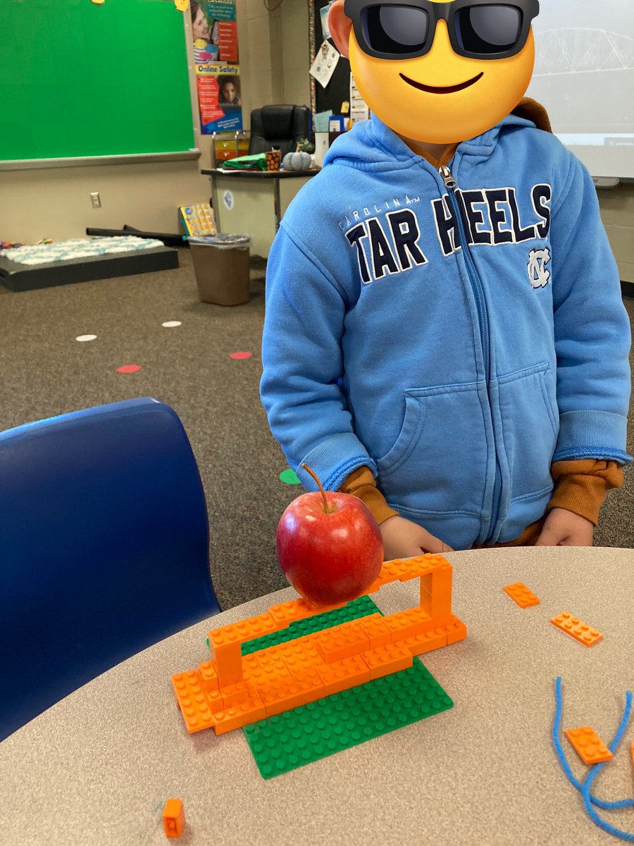 BardonBann's tweet photo. STEAM is so fun with 1st grade Ss! 1st grade learning how to collaborate in a small group building a bridge strong enough to hold an apple using legos, strings and popsicle sticks @BriarcliffES https://t.co/DcvBlNXGC3