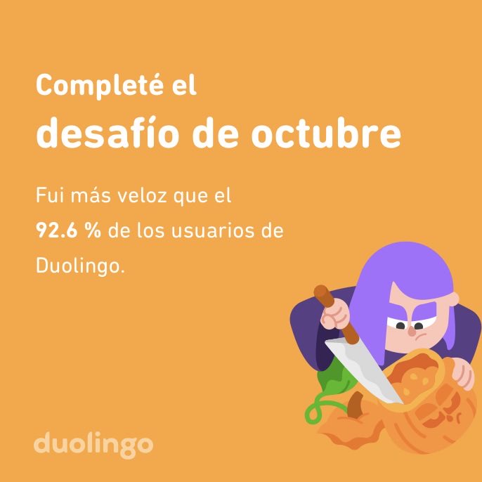 MosheZelada's tweet photo. ¡Completé el desafío de octubre más rápido que el 92.6 % de los usuarios de Duolingo! https://t.co/oOiz9tbuBS