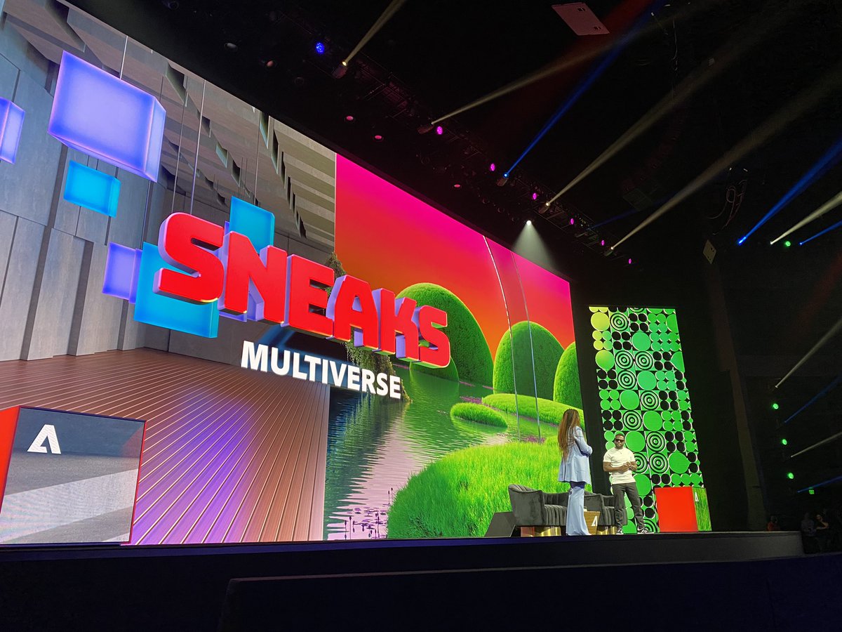 Yesss! It’s time for #Adobemax Sneaks and @KevinHart4real and @briaismynameoh are killing it!