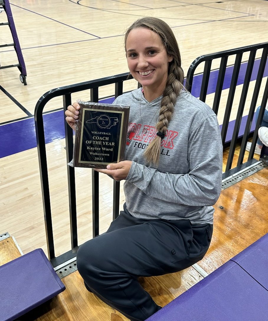 Walkertown_AD's tweet photo. Congratulations to Walkertown volleyball coach, Kaytee Ward for being named the 2A Mid-State Coach of the Year. Thanks to the entire coaching staff for their time &amp; effort. #OnePack @WalkertownVball @WalkertownHigh @Walkertown_FB @WHS_PACKLIFE @wtown_softball @wsfcsathletics https://t.co/O6zZl6Yqv7