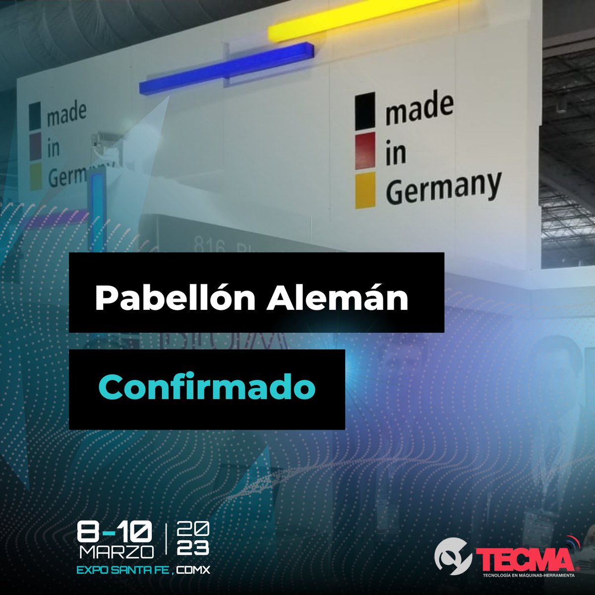 ExpoTecma's tweet photo. Se confirma el pabellón Alemán 🇩🇪

Más de 50 empresas  Alemanas estarán presentando innovación de alta calidad para el sector metalmecánico durante la TECMA 2023.⚙️ https://t.co/lXSBvbg5Y3