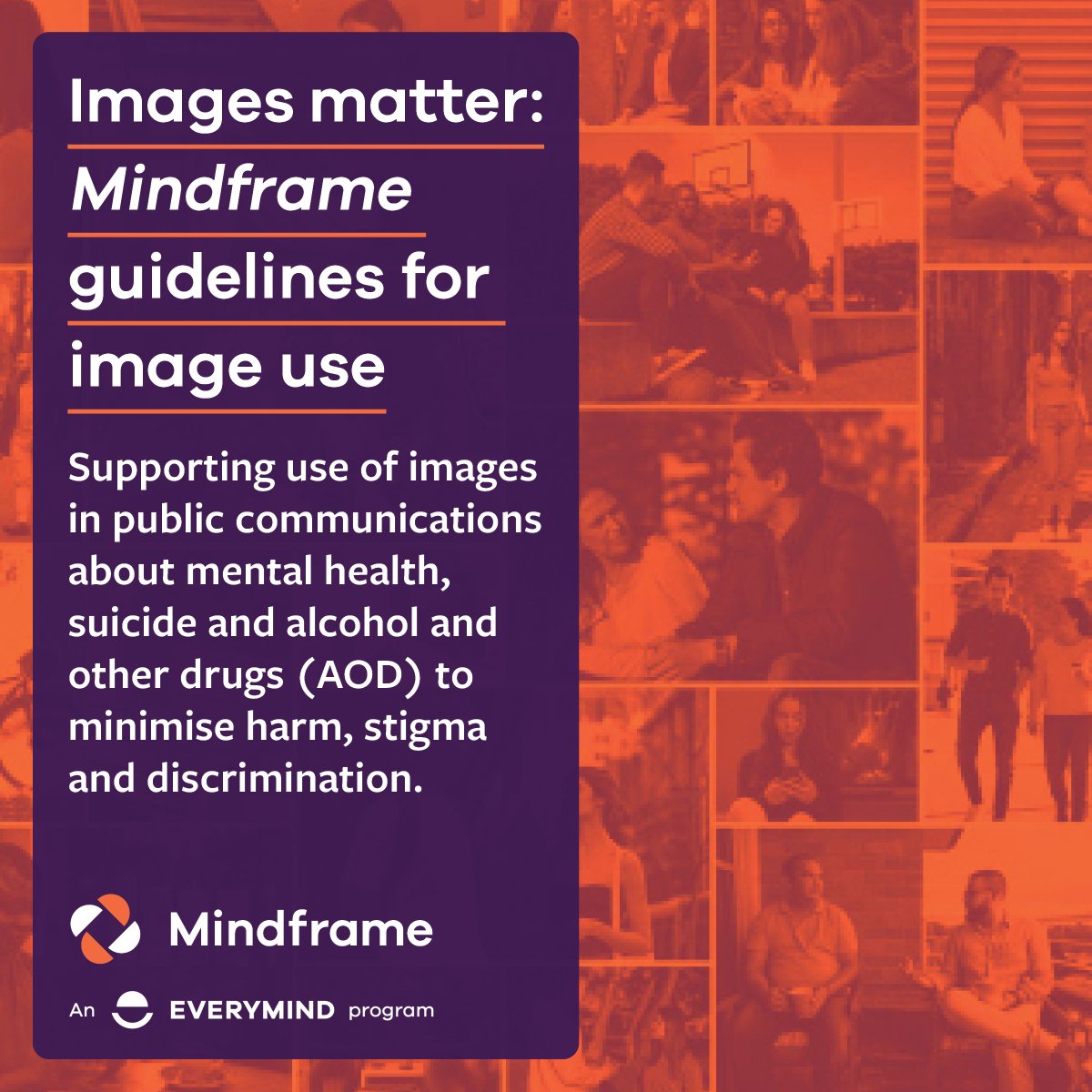 NEDC_Australia's tweet photo. Learn to use images that minimise stigma and harm and maximise diversity of representation. Register for free online training on @MindframeMedia guidelines for image use on 26 Oct: https://t.co/riQncgGuhf
View guidelines: https://t.co/hIp9SulkeA
#ausmedia #breakdownstigma https://t.co/IdMTzHWthT